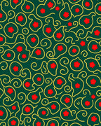 Emerald Red Flower Swirls Rug