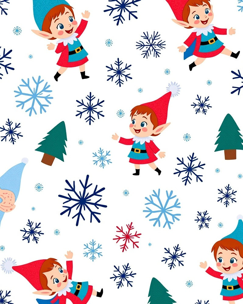Cute Elf Snowflake Christmas Celebration Rug