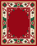 Crimson cream floral border artwork Rug