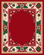 Crimson cream floral border artwork Rug