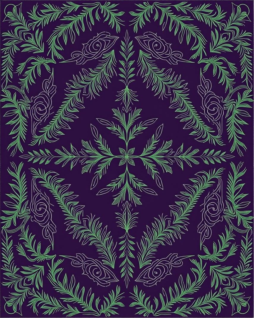 Emerald Fern Floral Medallion Rug