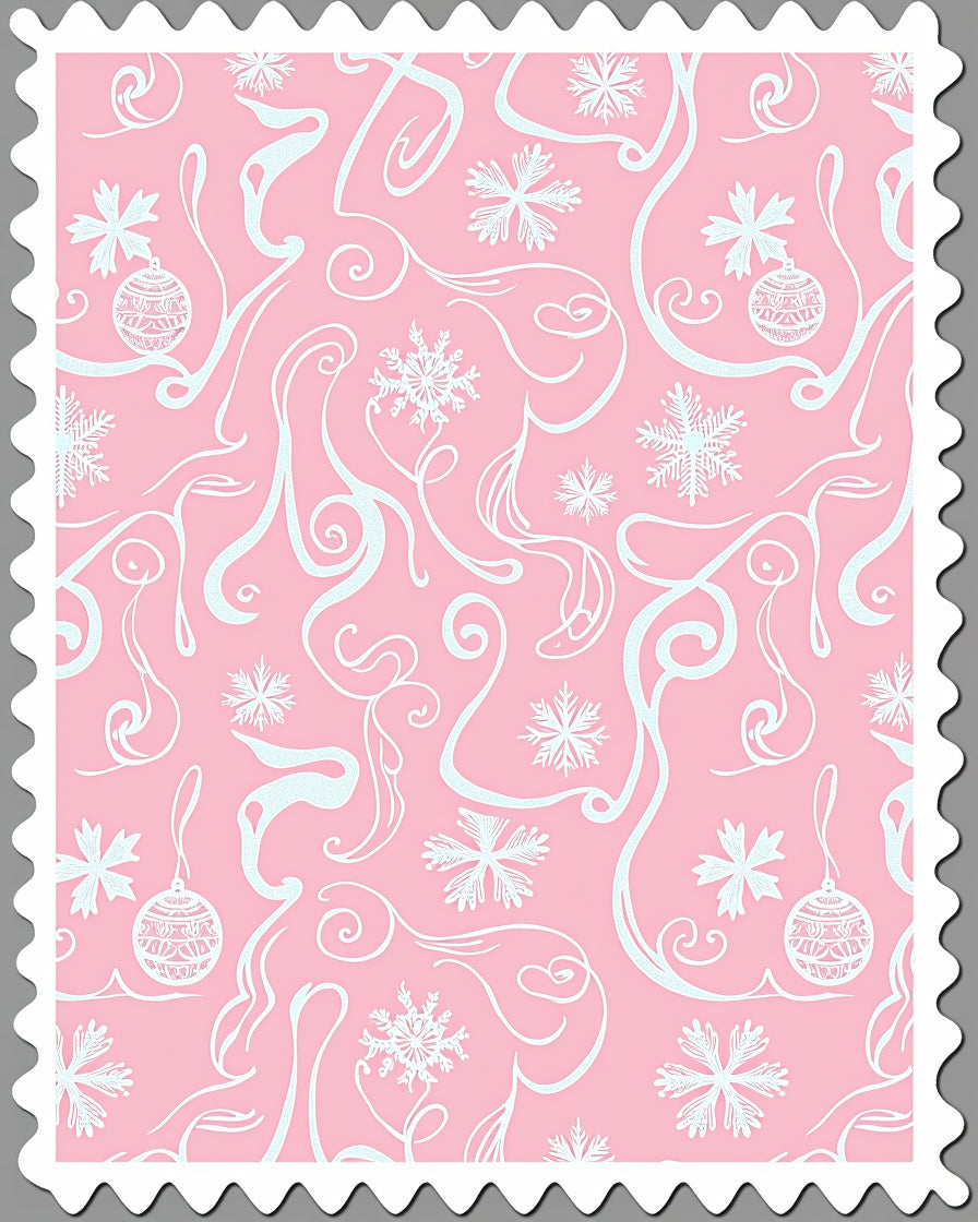 Pink Light Blue Swirl Snowflake Ornaments Rug