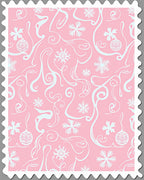 Pink Light Blue Swirl Snowflake Ornaments Rug
