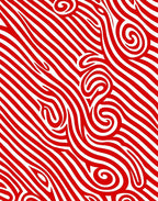 Curving Red White Stripe Swirl Abstract Rug