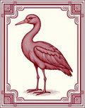 Crimson Heron Engraved Border Rug