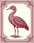 Crimson Heron Engraved Border Rug