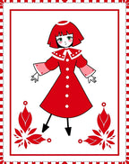 Whimsical Red Character Floral Border Rug