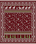 Deep Red Deer and Trees Rug