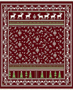 Deep Red Deer and Trees Rug