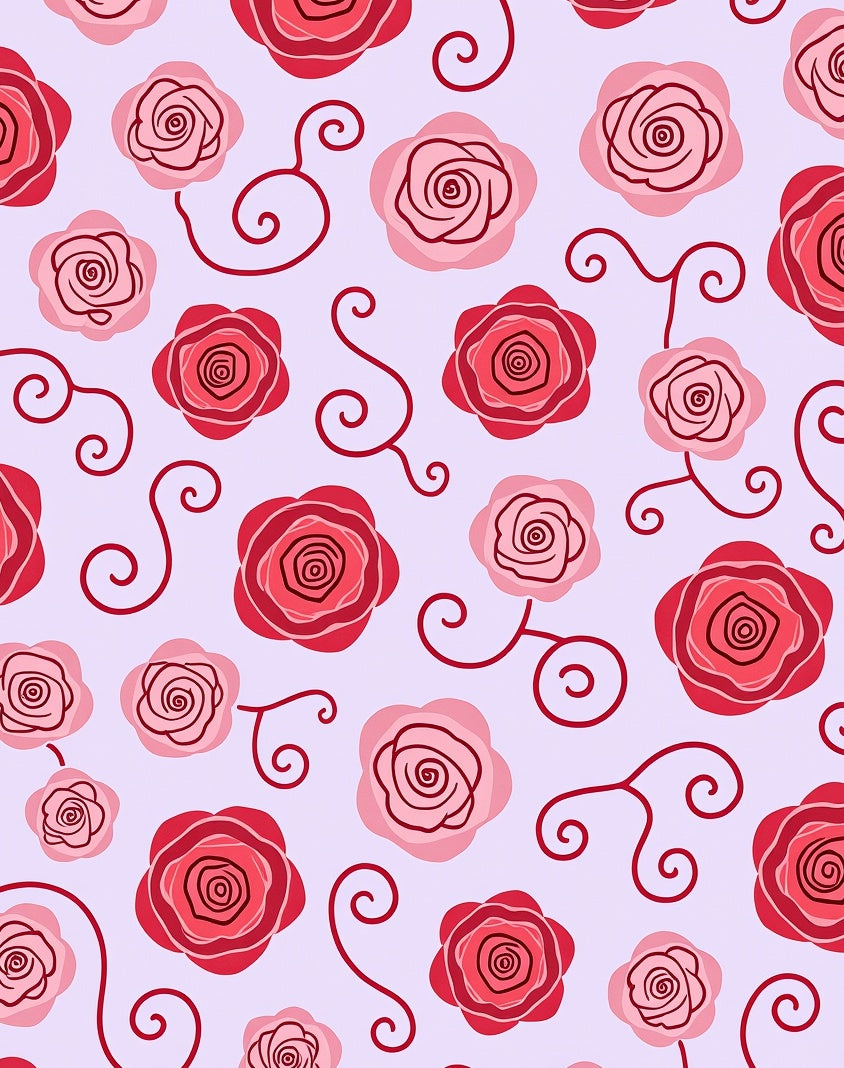 Whimsical Rose Scrollwork Lilac Rug