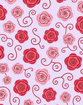 Whimsical Rose Scrollwork Lilac Rug