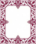 Deep Burgundy Floral Scroll Border Rug