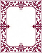 Deep Burgundy Floral Scroll Border Rug