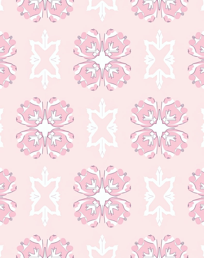 Soft Pink Floral Mandala Repeat Rug