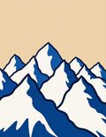 Bold Blue Snow Capped Mountain Peaks Rug