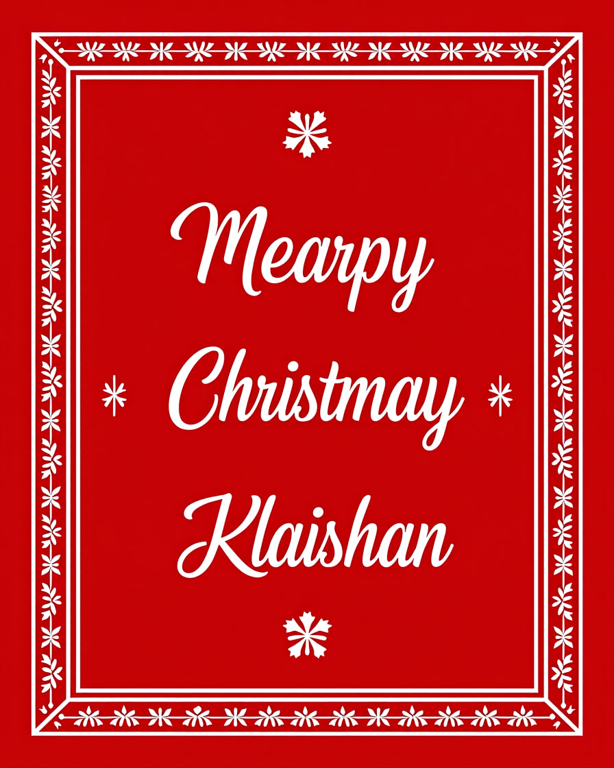 Red Snowflake Border Christmas Rug