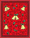 Festive Red Golden Bells Holly Swirls Rug