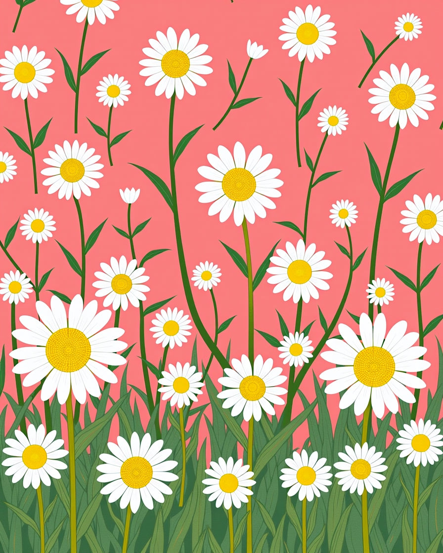 Coral Daisy Fields Grass Rug