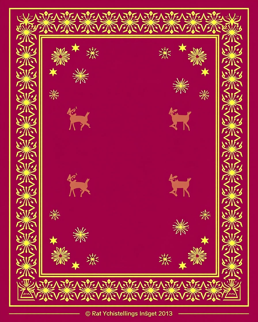 Crimson Deer Starburst Border Rug