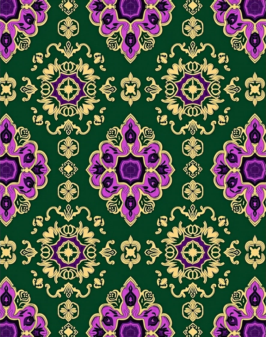 Rich Emerald Purple Gold Medallion Rug