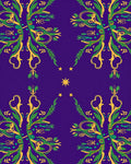 Royal Purple Gold Green Botanical Starburst Rug