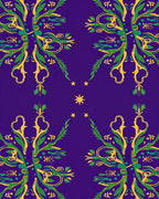 Royal Purple Gold Green Botanical Starburst Rug