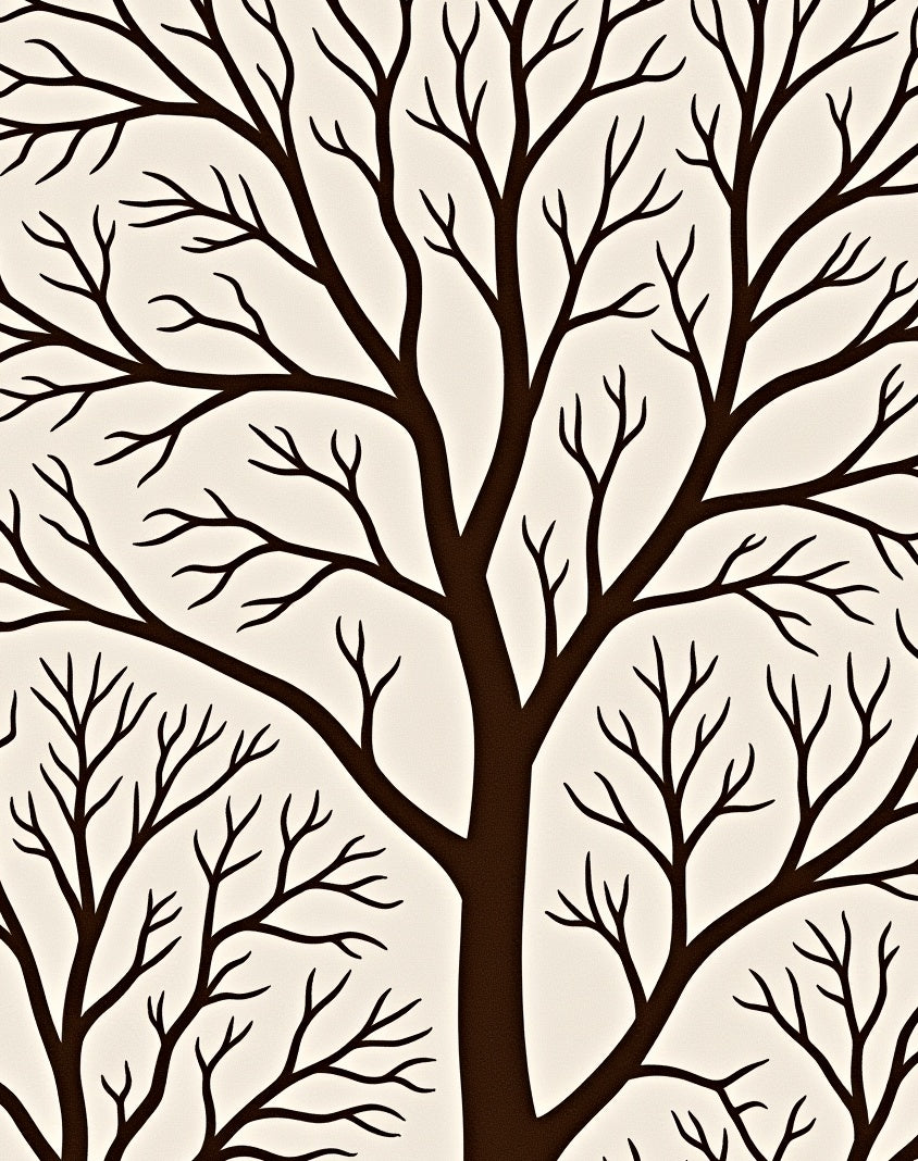 Dark Brown Bare Tree Branches Rug