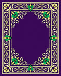 Regal Purple Gold Green Floral Border Rug