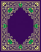 Regal Purple Gold Green Floral Border Rug