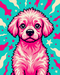 Pink Fluffy Puppy Pop Art Rug