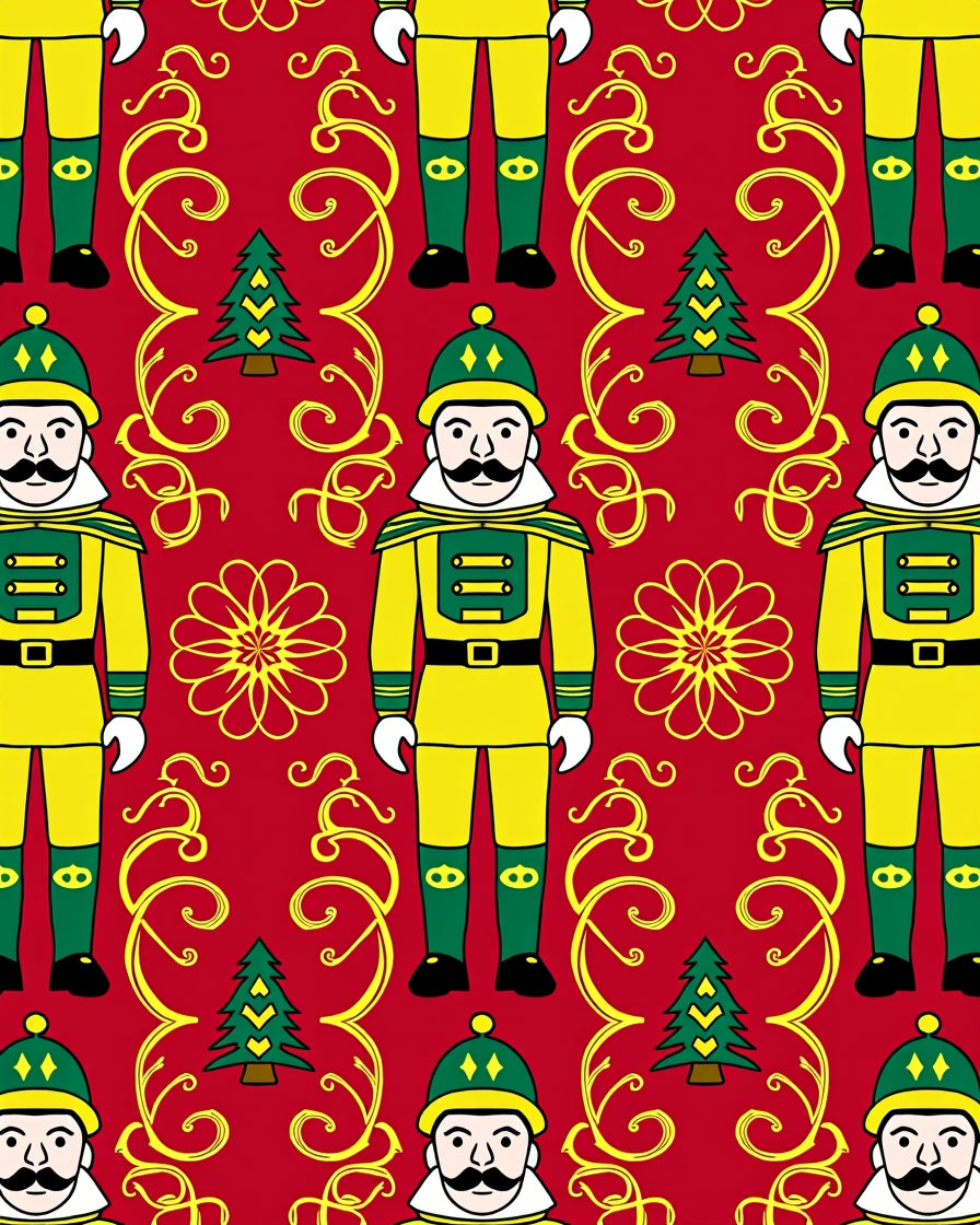 Red Nutcracker Soldier Christmas Trees Rug