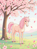 Pink Unicorn Under Cherry Blossoms Rug
