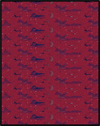 Crimson Abstract Village And Insect Rug