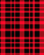 Classic Red Black Plaid Squares Rug