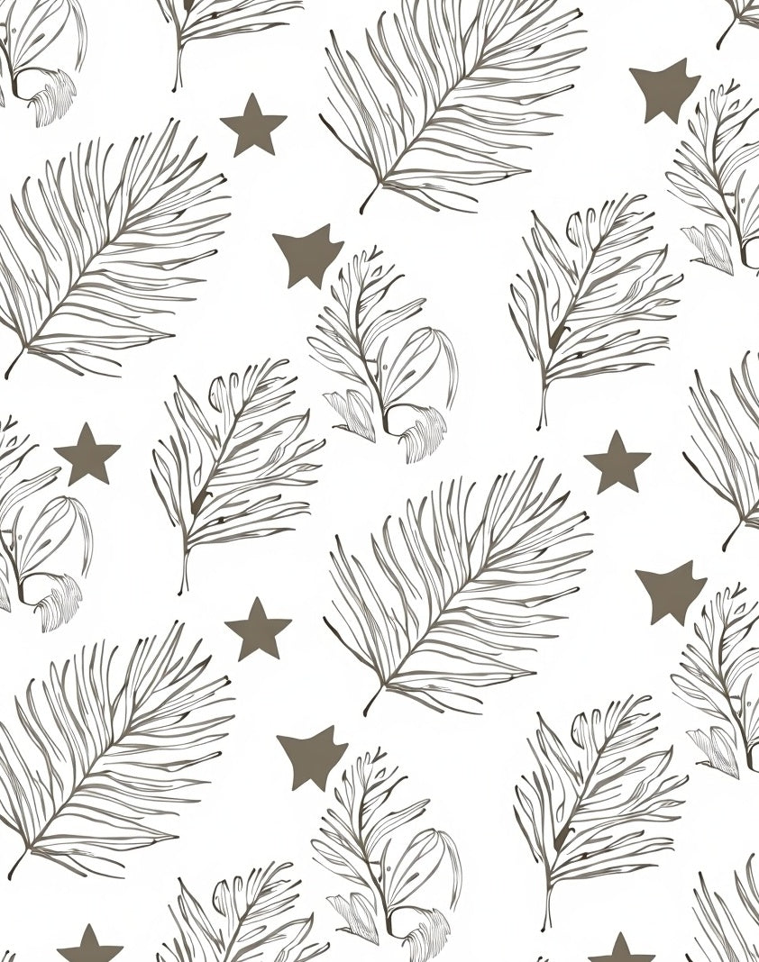 Earthy Palm Frond Star Silhouette Rug