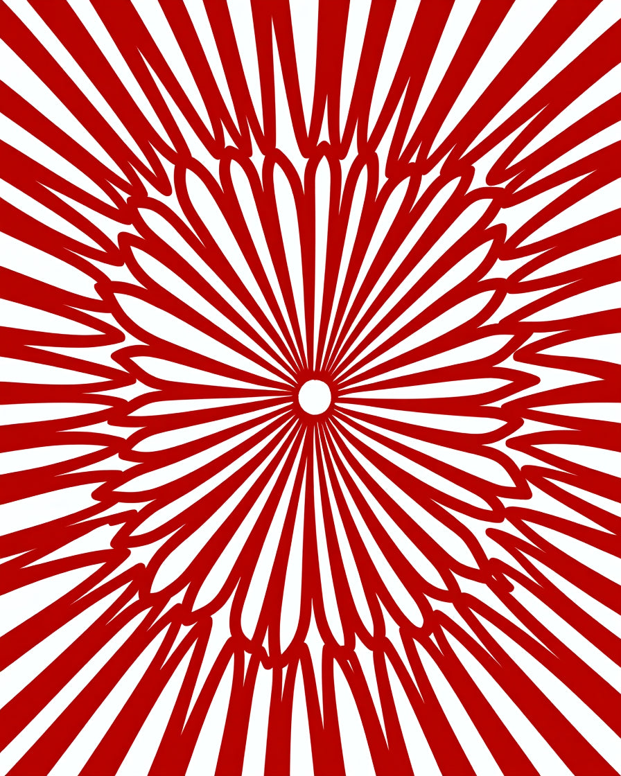 Radiant Red Lotus Sunburst Rug
