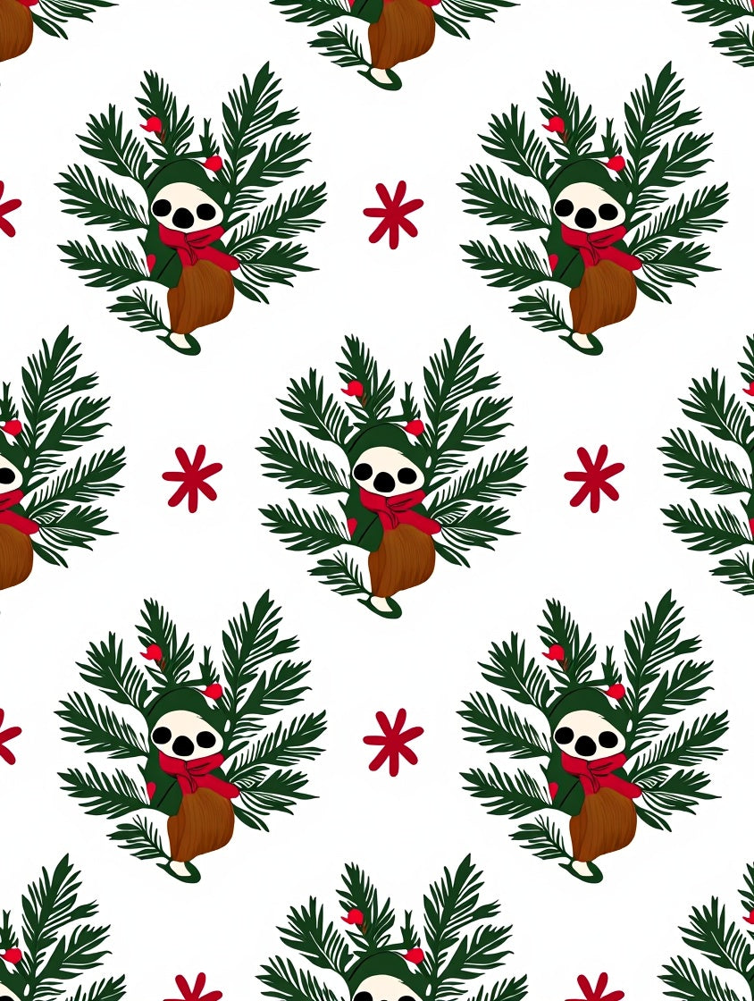Festive Sloth Christmas Tree Wreath Rug