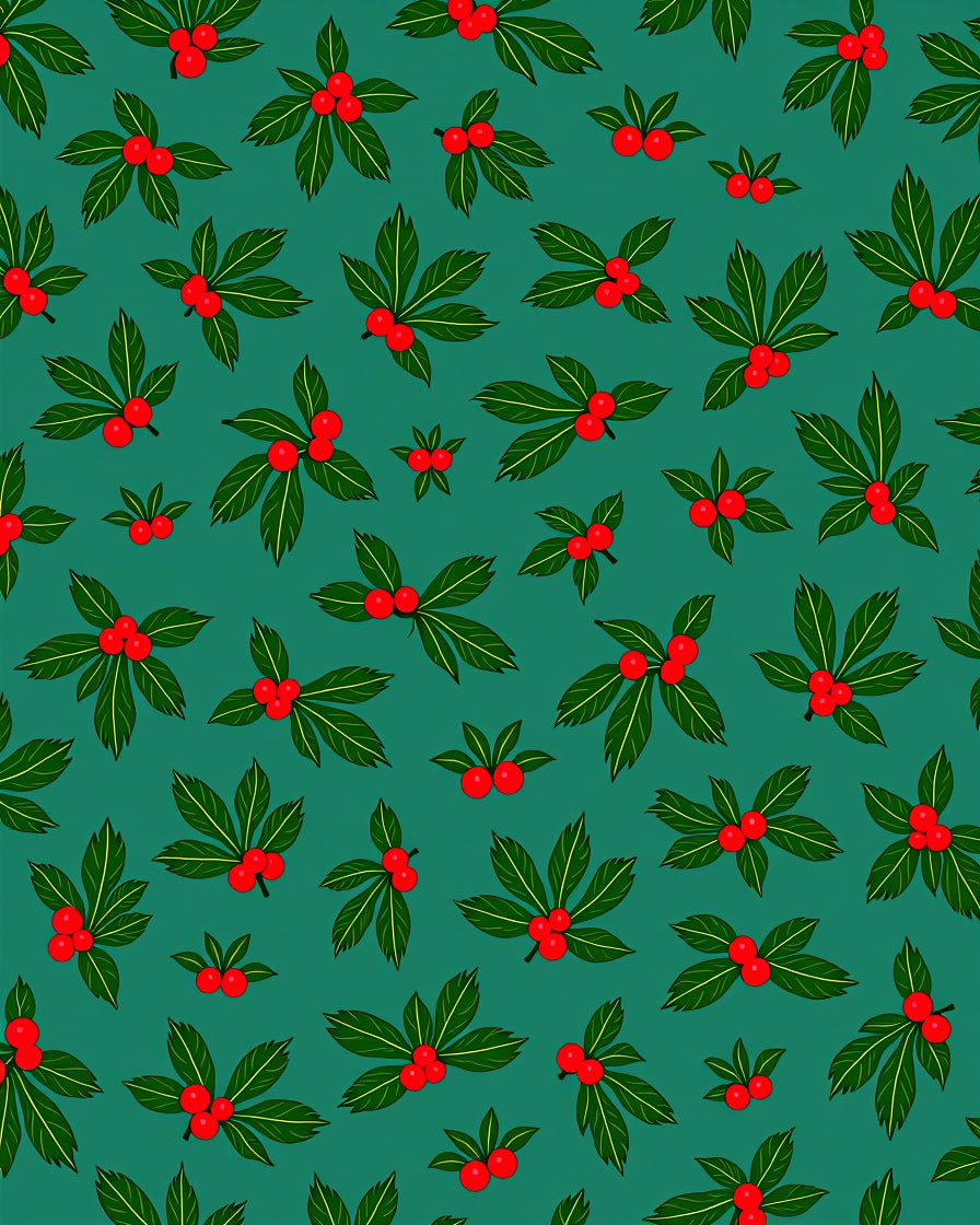 Holiday Holly Berry Garland Rug