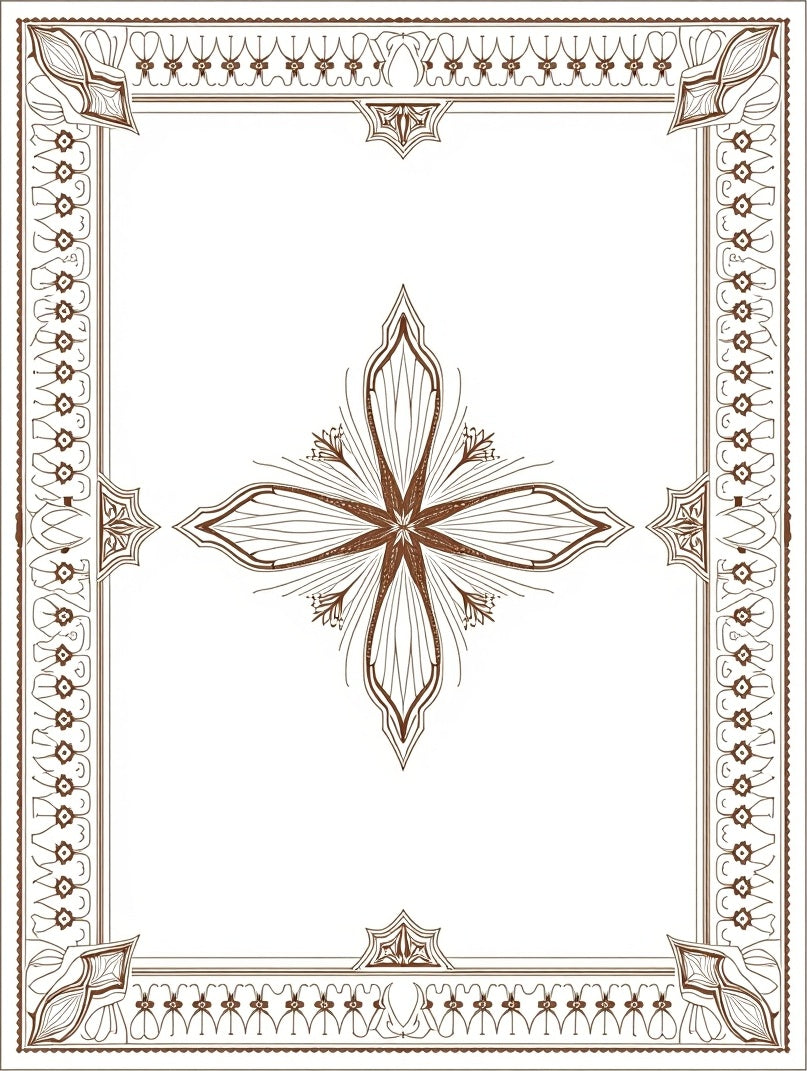 Brown Medallion Floral Border Rug