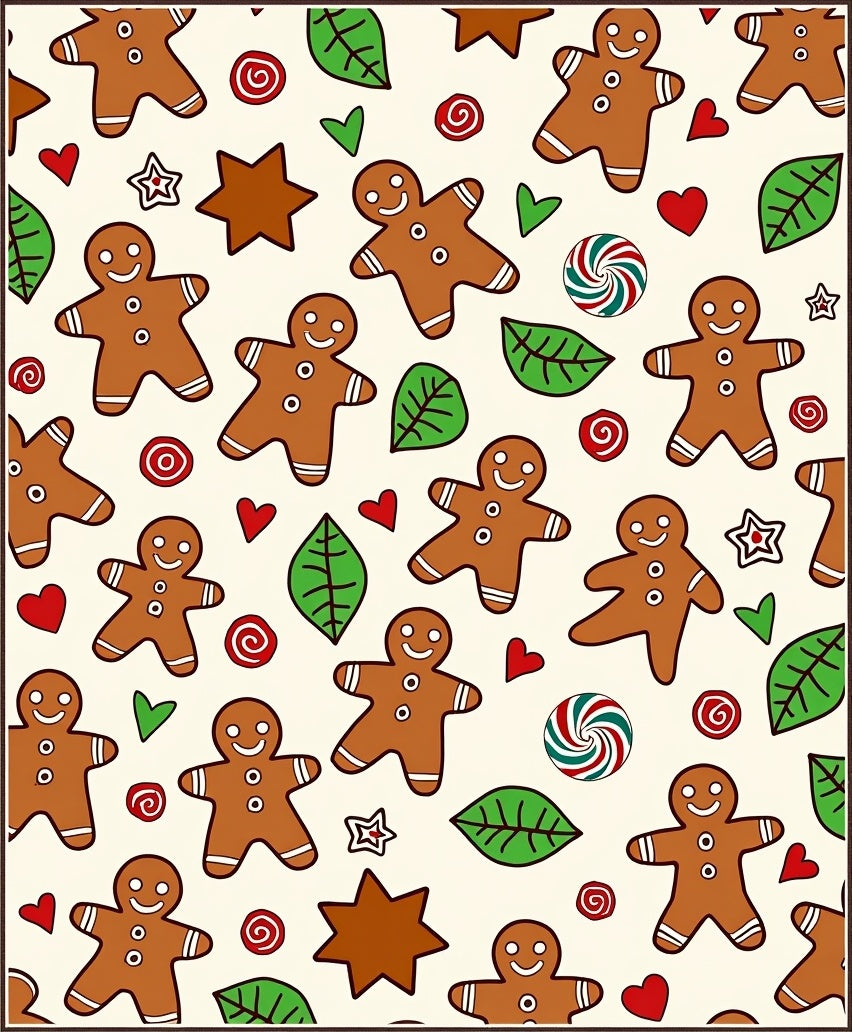 Christmas Gingerbread Man Candy Leaf Rug