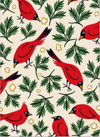 Crimson Cardinals Green Foliage Whimsy Rug