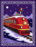 Winter Night Train Christmas Elves Rug