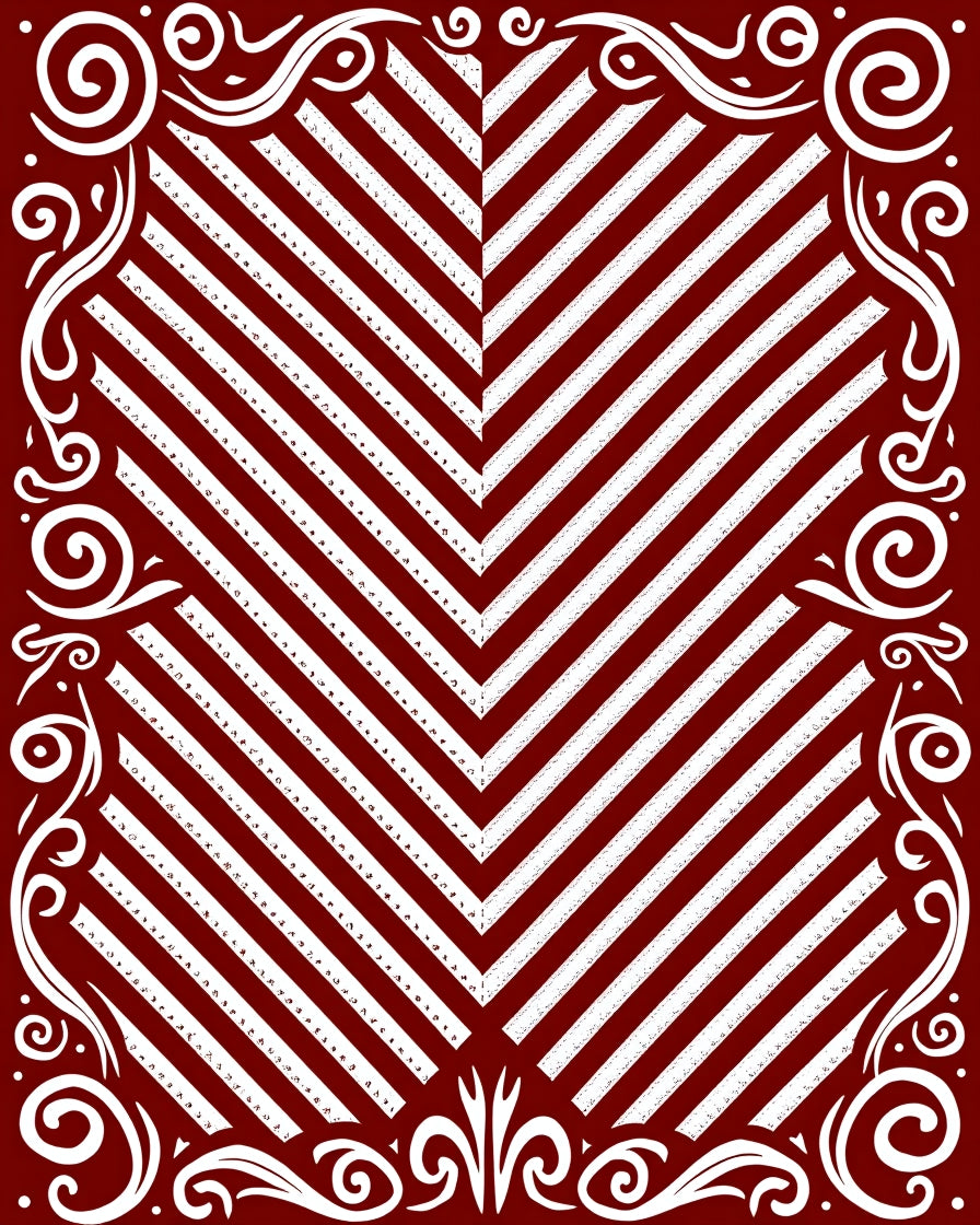 Crimson White Chevron Border Relief Rug