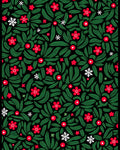 Red Green Floral Whimsical Art Piece Rug