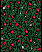 Red Green Floral Whimsical Art Piece Rug