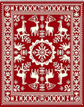 Rustic Red Deer Folk Art Rug