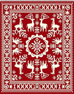 Rustic Red Deer Folk Art Rug