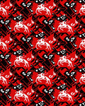 Bold Red White Mythical Creature Rug