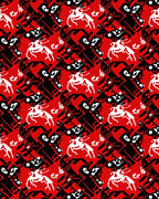 Bold Red White Mythical Creature Rug