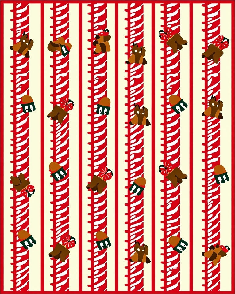Whimsical Bear Candy Cane Stripes Rug